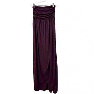 LAMade Strapless Plum Purple Maxi Length Ruched Top Dress Sz Small NWOT